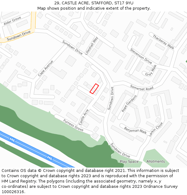 29, CASTLE ACRE, STAFFORD, ST17 9YU: Location map and indicative extent of plot