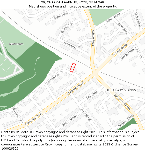 29, CHAPMAN AVENUE, HYDE, SK14 2AR: Location map and indicative extent of plot