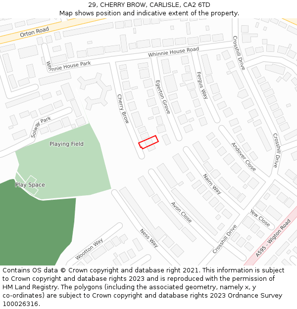 29, CHERRY BROW, CARLISLE, CA2 6TD: Location map and indicative extent of plot