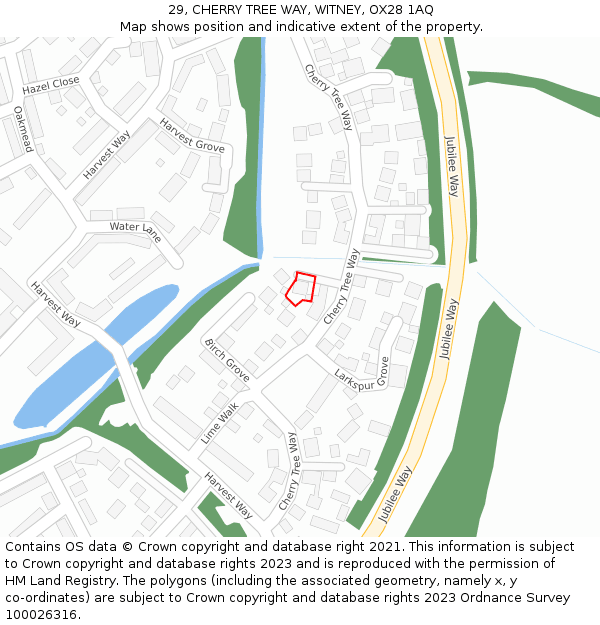 29, CHERRY TREE WAY, WITNEY, OX28 1AQ: Location map and indicative extent of plot