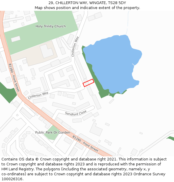 29, CHILLERTON WAY, WINGATE, TS28 5DY: Location map and indicative extent of plot