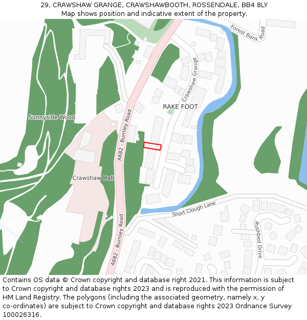 29, CRAWSHAW GRANGE, CRAWSHAWBOOTH, ROSSENDALE, BB4 8LY: Location map and indicative extent of plot