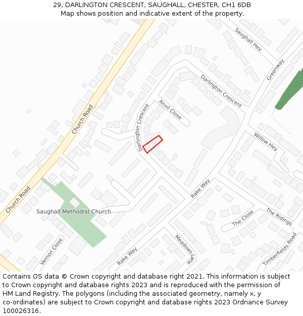 29, DARLINGTON CRESCENT, SAUGHALL, CHESTER, CH1 6DB: Location map and indicative extent of plot