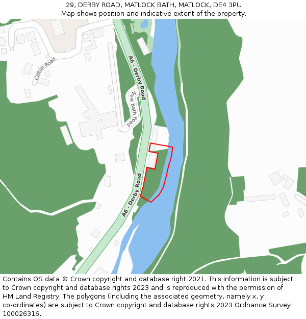 29, DERBY ROAD, MATLOCK BATH, MATLOCK, DE4 3PU: Location map and indicative extent of plot