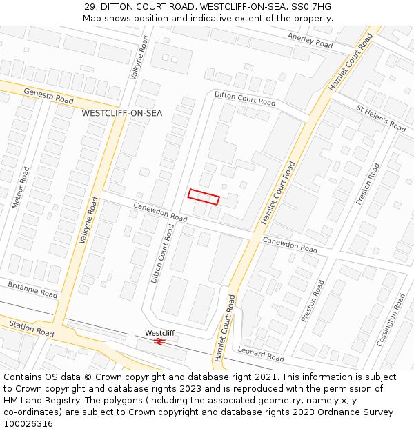 29, DITTON COURT ROAD, WESTCLIFF-ON-SEA, SS0 7HG: Location map and indicative extent of plot