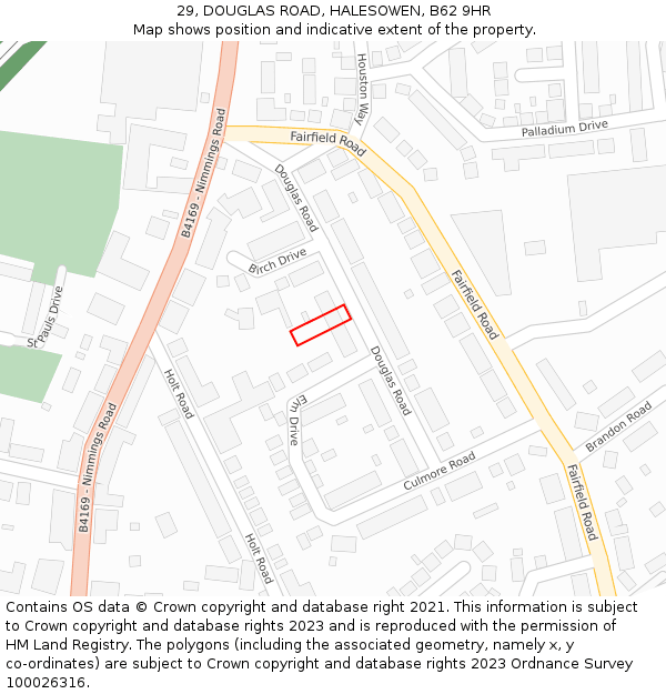 29, DOUGLAS ROAD, HALESOWEN, B62 9HR: Location map and indicative extent of plot