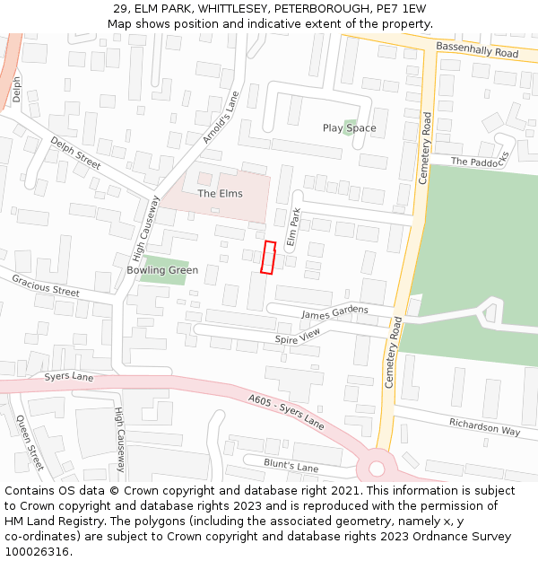29, ELM PARK, WHITTLESEY, PETERBOROUGH, PE7 1EW: Location map and indicative extent of plot