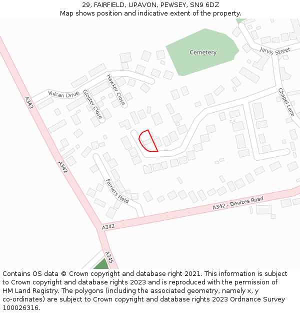 29, FAIRFIELD, UPAVON, PEWSEY, SN9 6DZ: Location map and indicative extent of plot