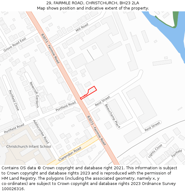 29, FAIRMILE ROAD, CHRISTCHURCH, BH23 2LA: Location map and indicative extent of plot