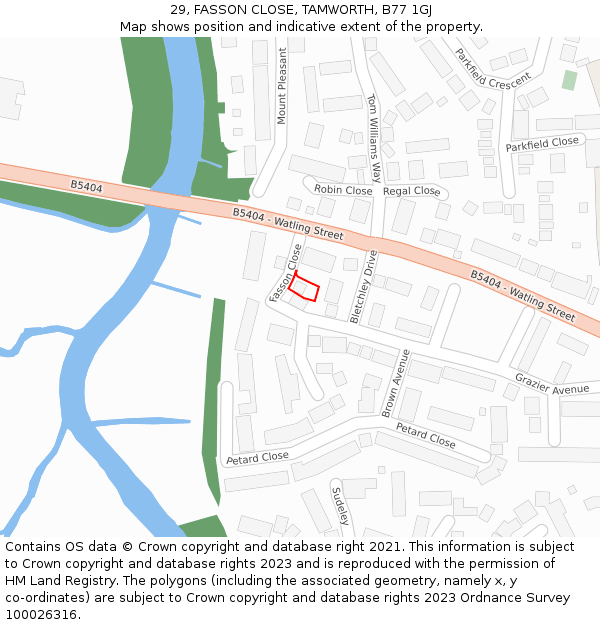 29, FASSON CLOSE, TAMWORTH, B77 1GJ: Location map and indicative extent of plot