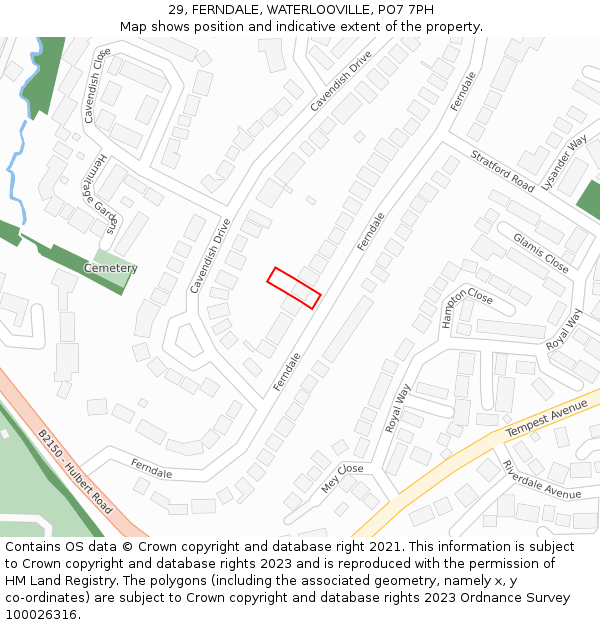 29, FERNDALE, WATERLOOVILLE, PO7 7PH: Location map and indicative extent of plot