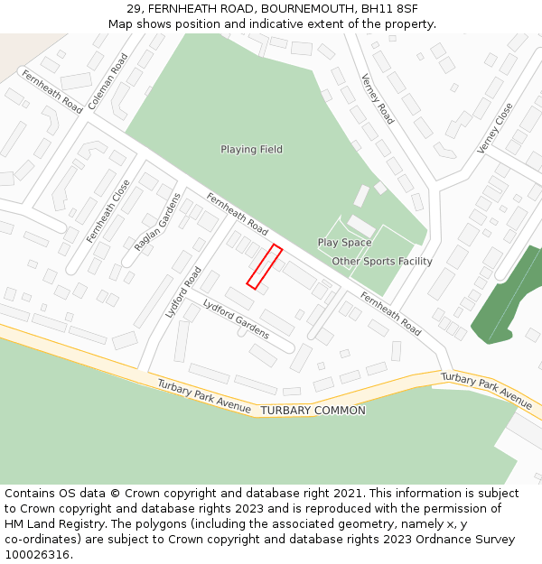 29, FERNHEATH ROAD, BOURNEMOUTH, BH11 8SF: Location map and indicative extent of plot