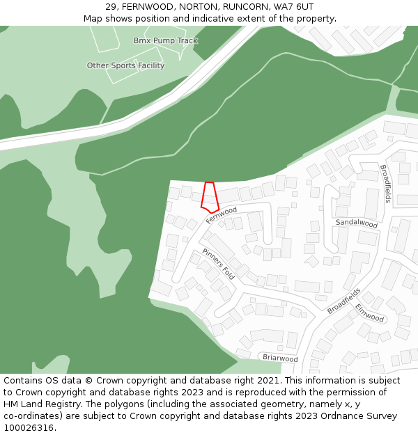29, FERNWOOD, NORTON, RUNCORN, WA7 6UT: Location map and indicative extent of plot
