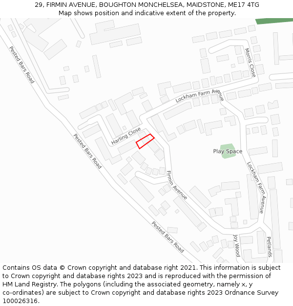 29, FIRMIN AVENUE, BOUGHTON MONCHELSEA, MAIDSTONE, ME17 4TG: Location map and indicative extent of plot