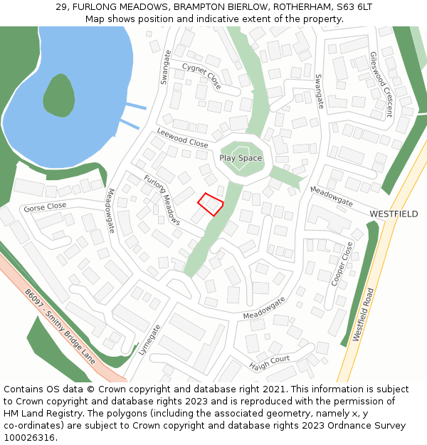 29, FURLONG MEADOWS, BRAMPTON BIERLOW, ROTHERHAM, S63 6LT: Location map and indicative extent of plot