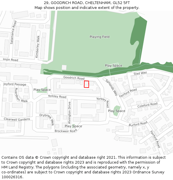 29, GOODRICH ROAD, CHELTENHAM, GL52 5FT: Location map and indicative extent of plot
