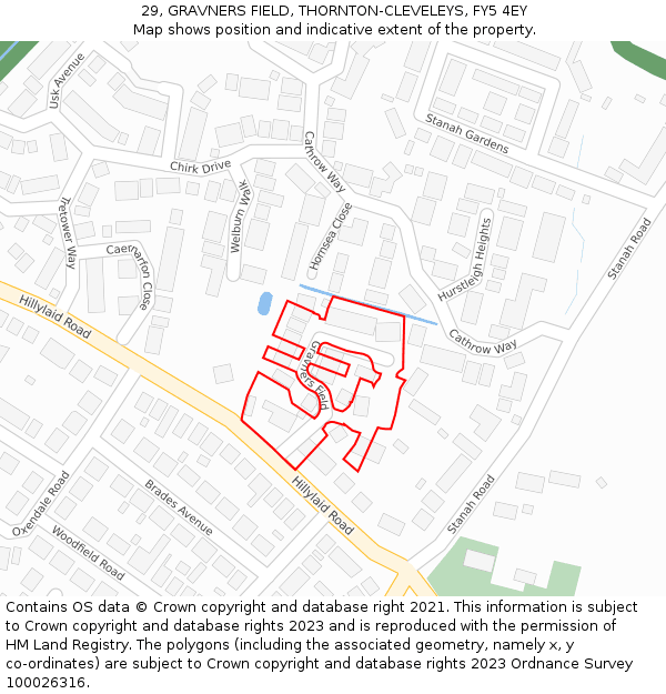 29, GRAVNERS FIELD, THORNTON-CLEVELEYS, FY5 4EY: Location map and indicative extent of plot