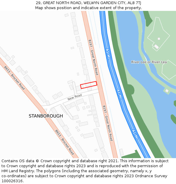29, GREAT NORTH ROAD, WELWYN GARDEN CITY, AL8 7TJ: Location map and indicative extent of plot