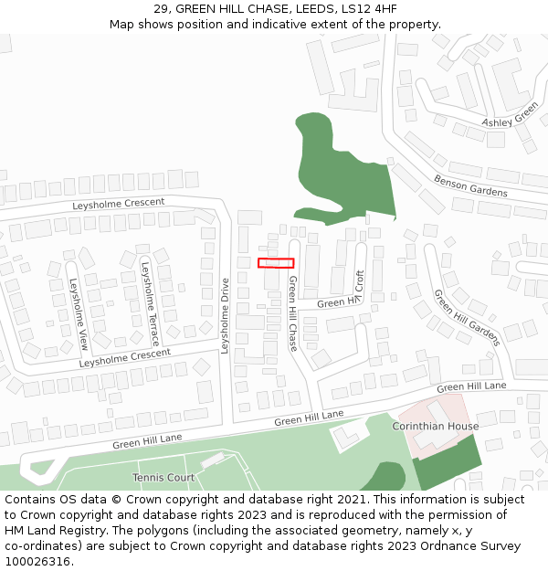 29, GREEN HILL CHASE, LEEDS, LS12 4HF: Location map and indicative extent of plot