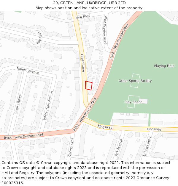 29, GREEN LANE, UXBRIDGE, UB8 3ED: Location map and indicative extent of plot