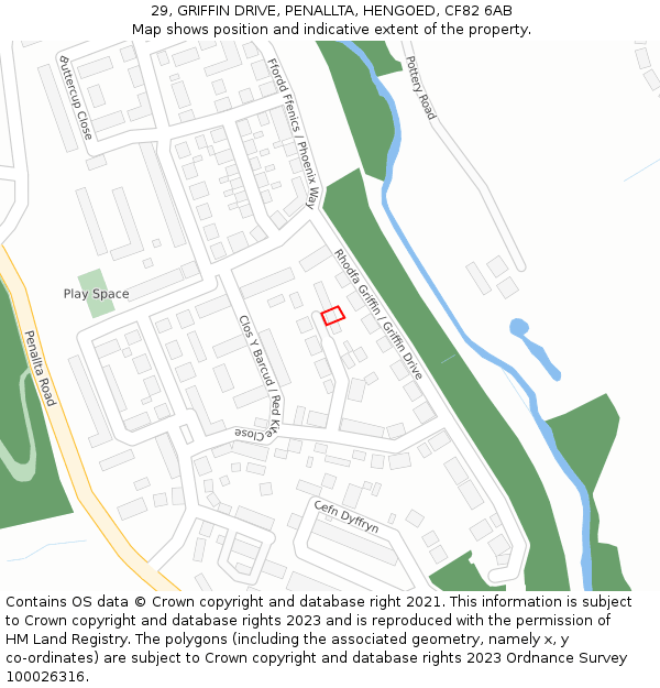 29, GRIFFIN DRIVE, PENALLTA, HENGOED, CF82 6AB: Location map and indicative extent of plot