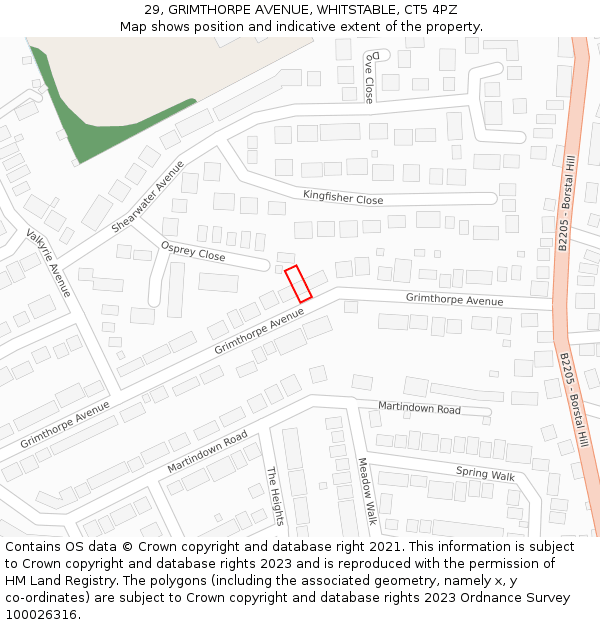 29, GRIMTHORPE AVENUE, WHITSTABLE, CT5 4PZ: Location map and indicative extent of plot