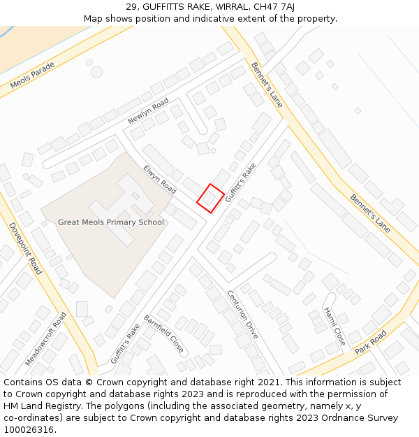 29, GUFFITTS RAKE, WIRRAL, CH47 7AJ: Location map and indicative extent of plot