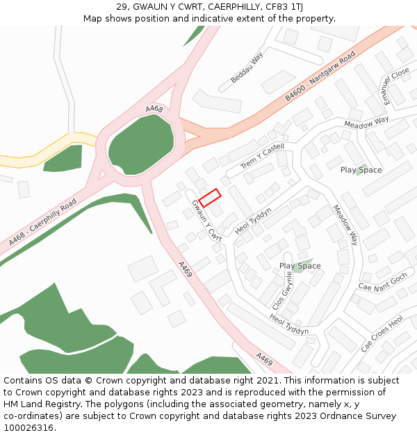 29, GWAUN Y CWRT, CAERPHILLY, CF83 1TJ: Location map and indicative extent of plot