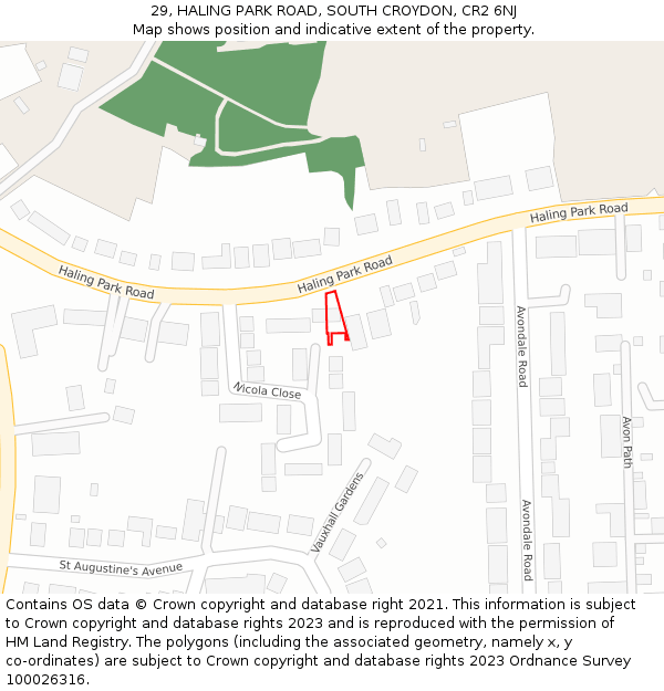 29, HALING PARK ROAD, SOUTH CROYDON, CR2 6NJ: Location map and indicative extent of plot