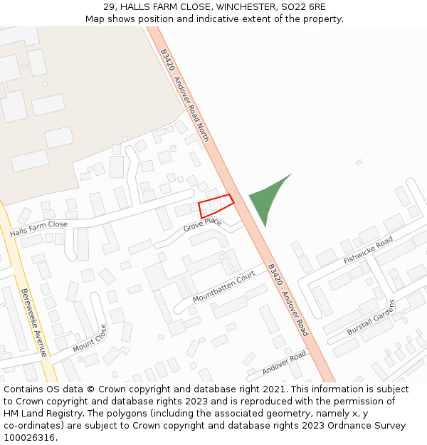 29, HALLS FARM CLOSE, WINCHESTER, SO22 6RE: Location map and indicative extent of plot
