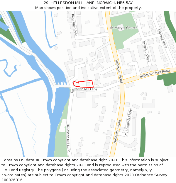 29, HELLESDON MILL LANE, NORWICH, NR6 5AY: Location map and indicative extent of plot
