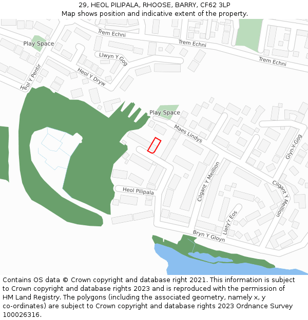 29, HEOL PILIPALA, RHOOSE, BARRY, CF62 3LP: Location map and indicative extent of plot