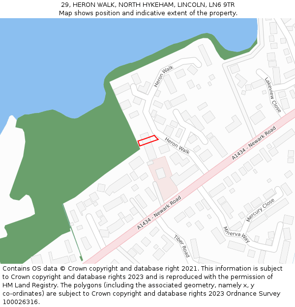 29, HERON WALK, NORTH HYKEHAM, LINCOLN, LN6 9TR: Location map and indicative extent of plot
