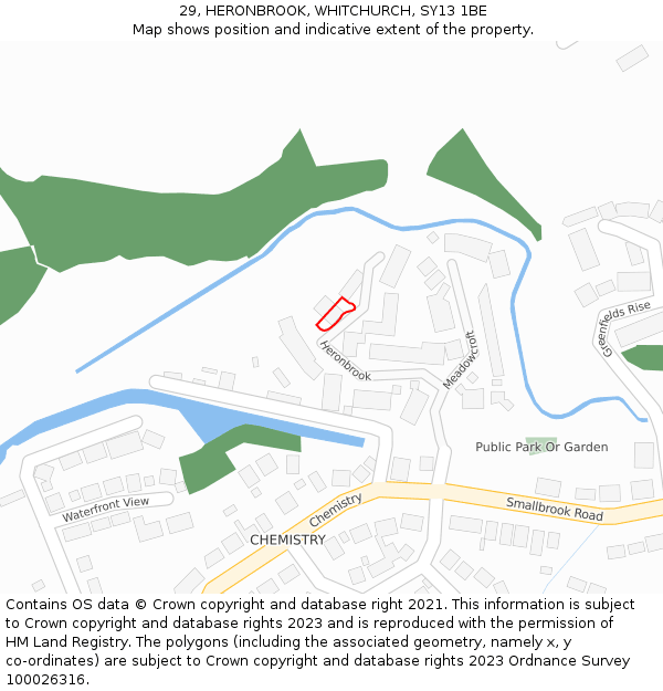 29, HERONBROOK, WHITCHURCH, SY13 1BE: Location map and indicative extent of plot