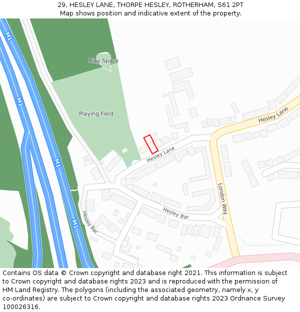 29, HESLEY LANE, THORPE HESLEY, ROTHERHAM, S61 2PT: Location map and indicative extent of plot