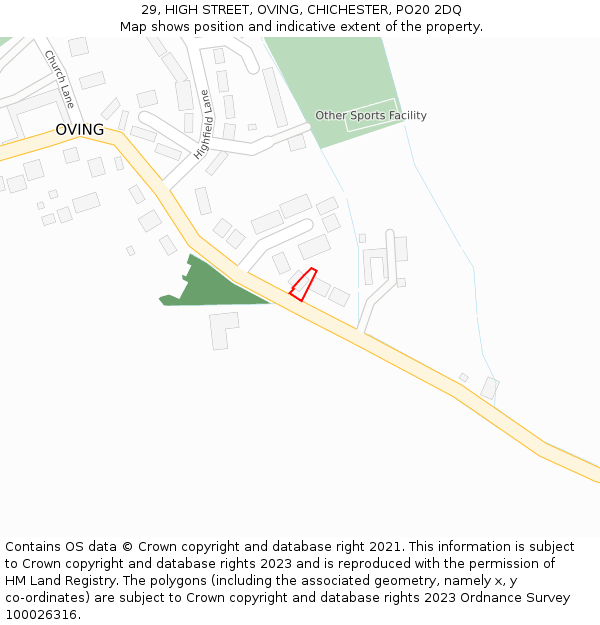 29, HIGH STREET, OVING, CHICHESTER, PO20 2DQ: Location map and indicative extent of plot