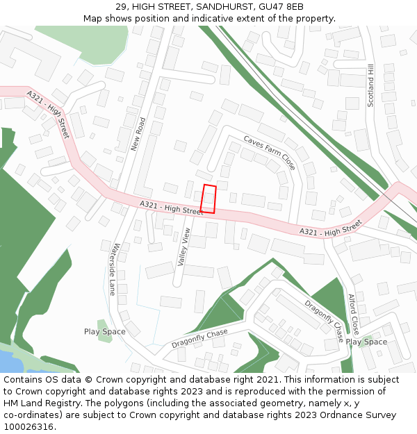 29, HIGH STREET, SANDHURST, GU47 8EB: Location map and indicative extent of plot