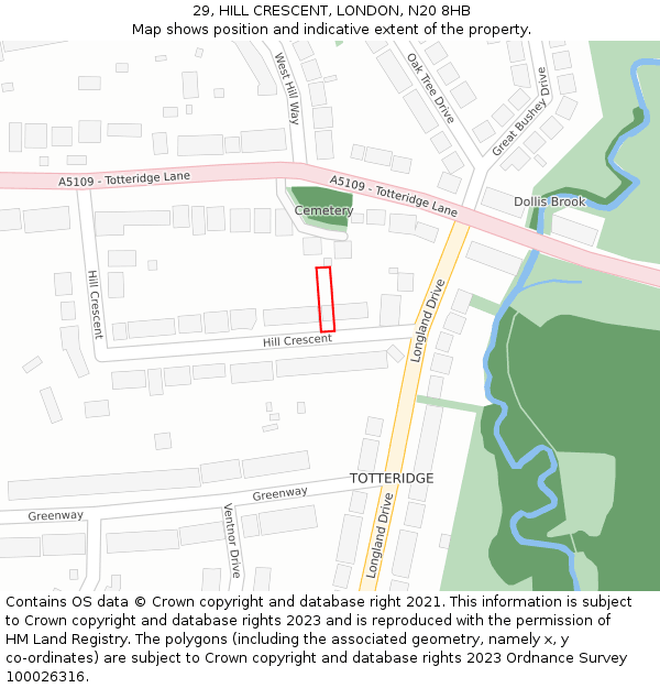 29, HILL CRESCENT, LONDON, N20 8HB: Location map and indicative extent of plot