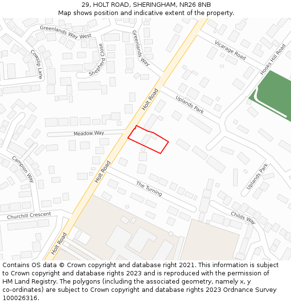 29, HOLT ROAD, SHERINGHAM, NR26 8NB: Location map and indicative extent of plot