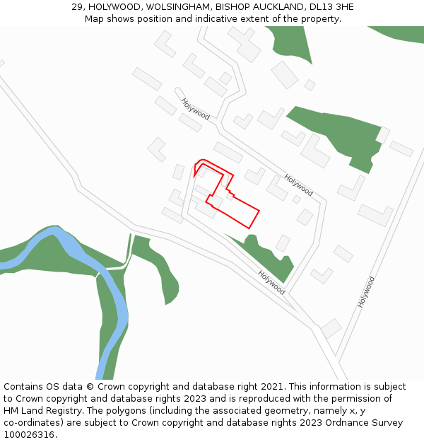 29, HOLYWOOD, WOLSINGHAM, BISHOP AUCKLAND, DL13 3HE: Location map and indicative extent of plot