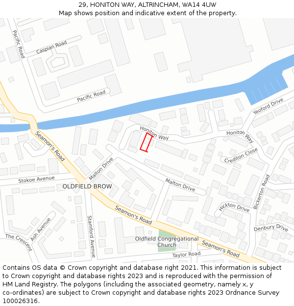 29, HONITON WAY, ALTRINCHAM, WA14 4UW: Location map and indicative extent of plot