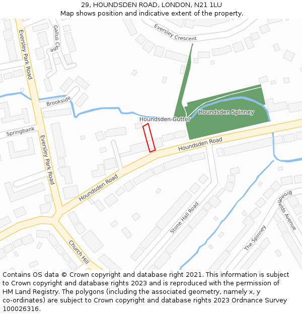 29, HOUNDSDEN ROAD, LONDON, N21 1LU: Location map and indicative extent of plot