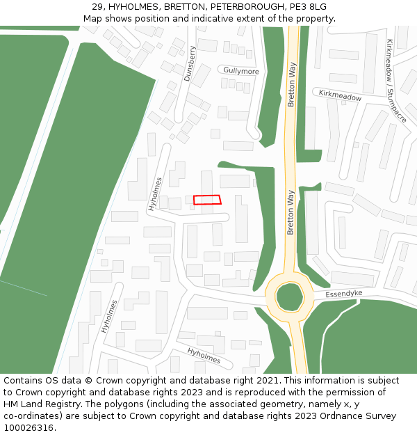 29, HYHOLMES, BRETTON, PETERBOROUGH, PE3 8LG: Location map and indicative extent of plot