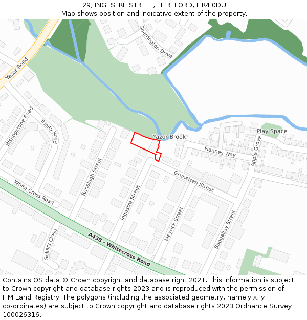 29, INGESTRE STREET, HEREFORD, HR4 0DU: Location map and indicative extent of plot