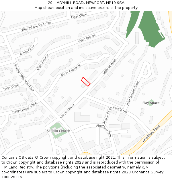 29, LADYHILL ROAD, NEWPORT, NP19 9SA: Location map and indicative extent of plot