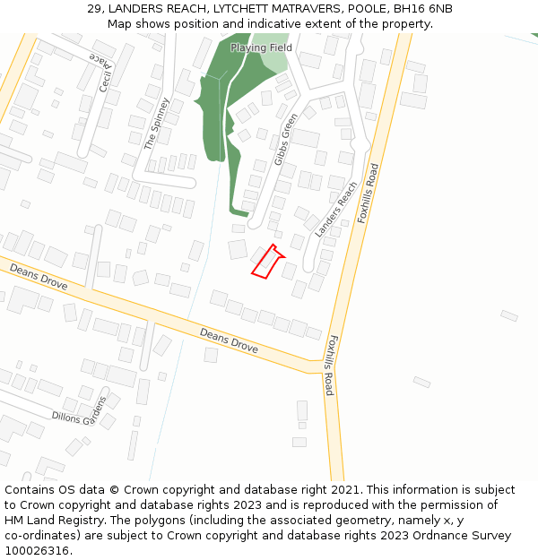 29, LANDERS REACH, LYTCHETT MATRAVERS, POOLE, BH16 6NB: Location map and indicative extent of plot