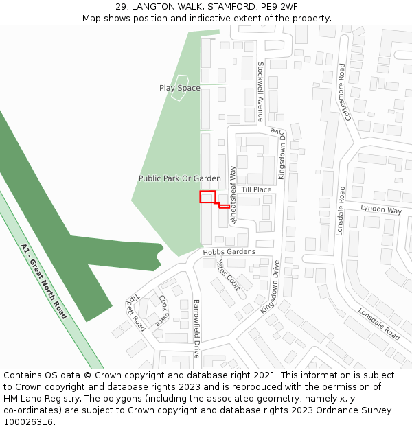 29, LANGTON WALK, STAMFORD, PE9 2WF: Location map and indicative extent of plot