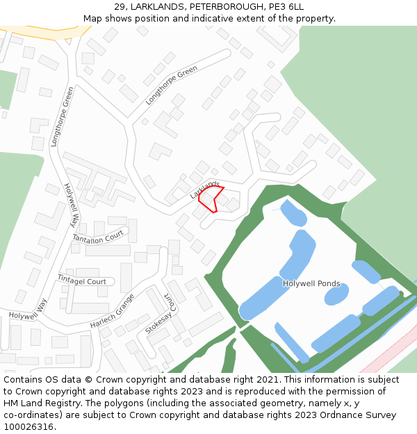 29, LARKLANDS, PETERBOROUGH, PE3 6LL: Location map and indicative extent of plot