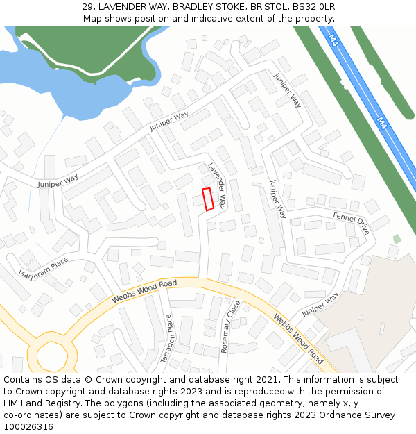 29, LAVENDER WAY, BRADLEY STOKE, BRISTOL, BS32 0LR: Location map and indicative extent of plot