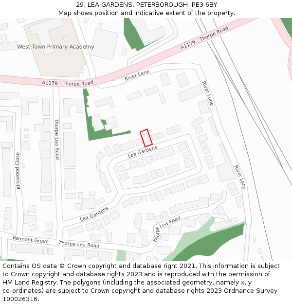 29, LEA GARDENS, PETERBOROUGH, PE3 6BY: Location map and indicative extent of plot